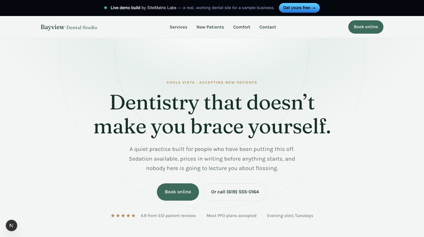 Dental Studio — Calm design that converts the patient who has been avoiding it.